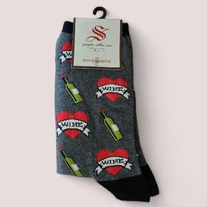 Sock Smith "My Wine True Love" Gray Heather Crew Socks
